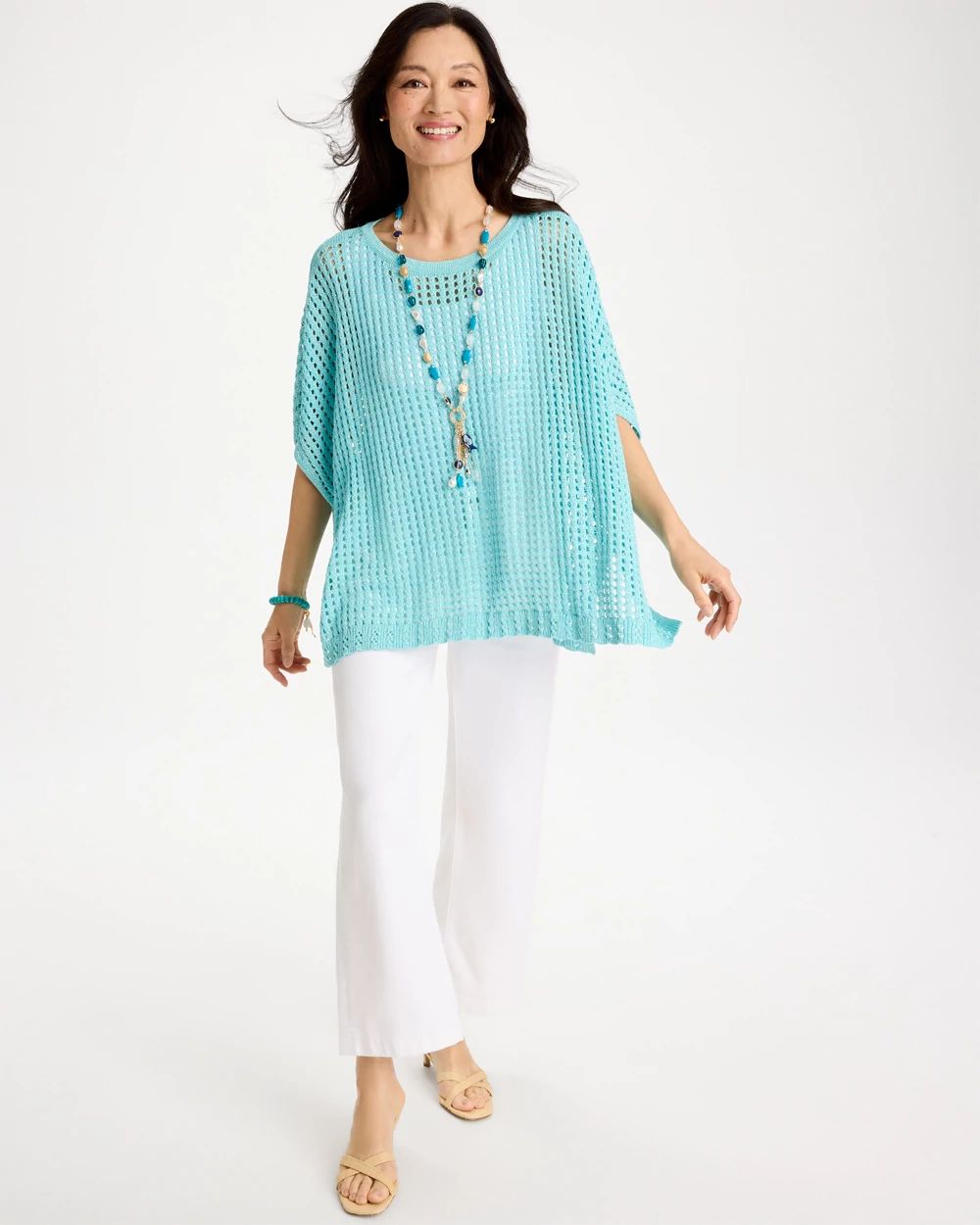 Lurex Open-Stitch Sweater Poncho | Chico's